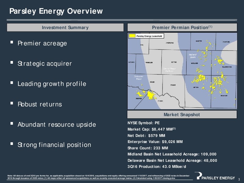 Investor Presentation   2017 Acquisitions and Capital Program – Parsley Energy Inc. – slide 2