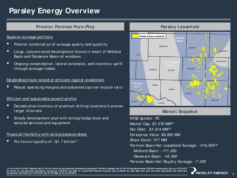 4Q 2017 Investor Presentation – Parsley Energy Inc. – slide 2
