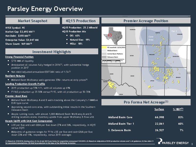Q4 2015 Results – Parsley Energy Inc. – slide 2