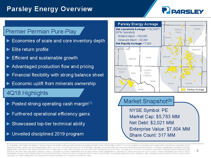 March 2019 Corporate Presentation – Parsley Energy Inc. – slide 2