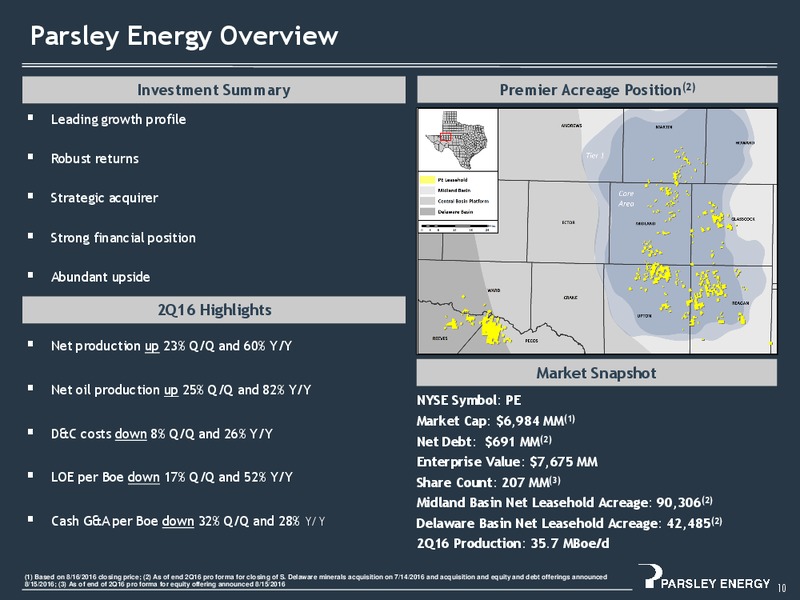 Glasscock County Acquisition – Parsley Energy Inc. – slide 10