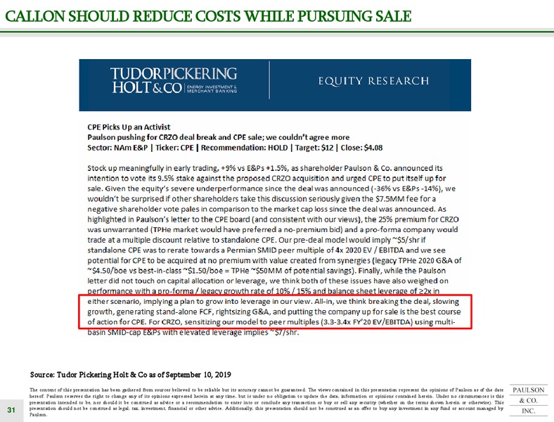 Callon Acquisition of Carrizo – Paulson – slide 31