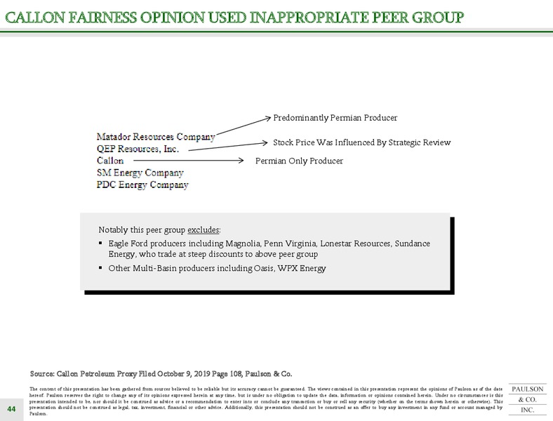 Callon Acquisition of Carrizo – Paulson – slide 44
