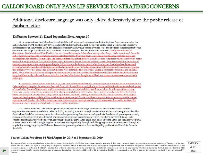 Callon Acquisition of Carrizo – Paulson & Company – slide 39