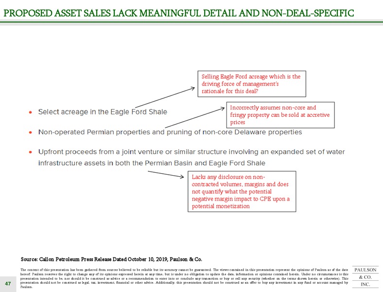 Callon Acquisition of Carrizo – Paulson & Company – slide 47