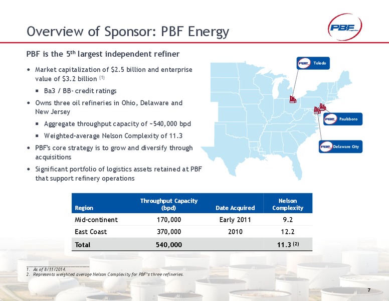 CITIGROUP MLP AND MIDSTREAM CONFERENCE – PBF Logistics Lp – slide 6