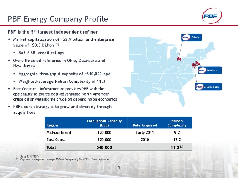WELLS FARGO ENERGY SYMPOSIUM – PBF Logistics Lp – slide 2