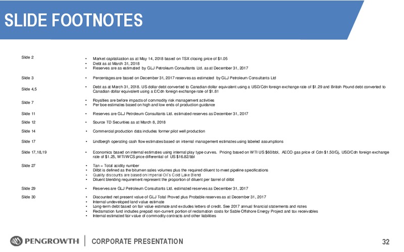 May 2018 Corporate Presentation – Pengrowth Energy Corp – slide 32