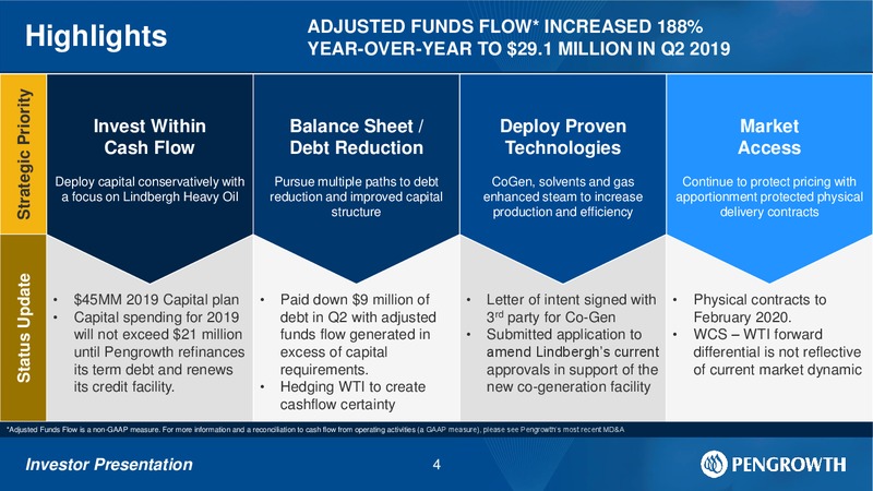 August 2019 Investor Presentation – Pengrowth Energy Corp – slide 2