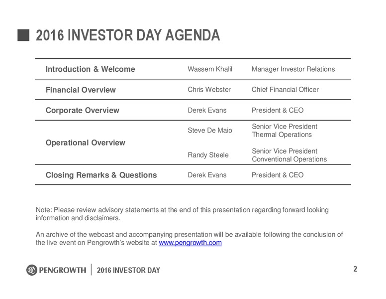 Investor Day – Pengrowth Energy Corp – slide 2