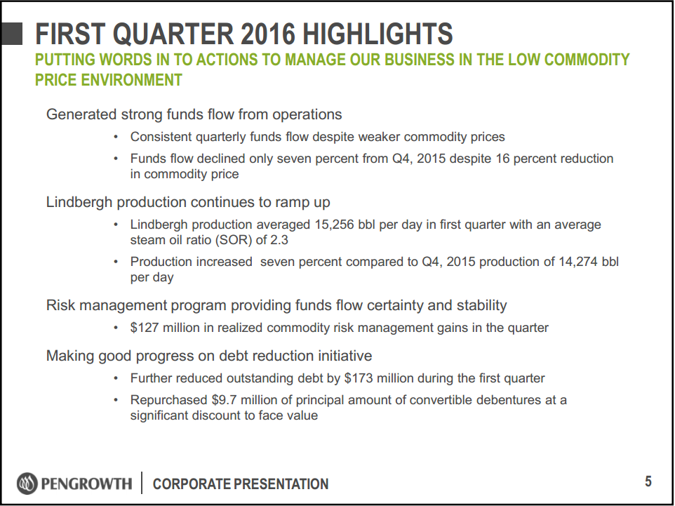May 2016 Corporate Presentation – Pengrowth Energy Corp – slide 5