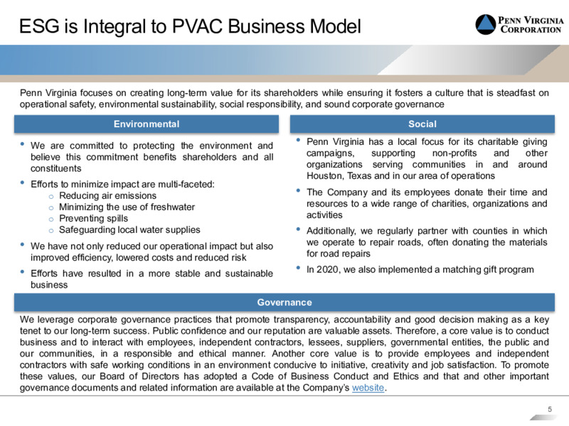 First Quarter 2021 Presentation – Penn Virginia Corp – slide 4