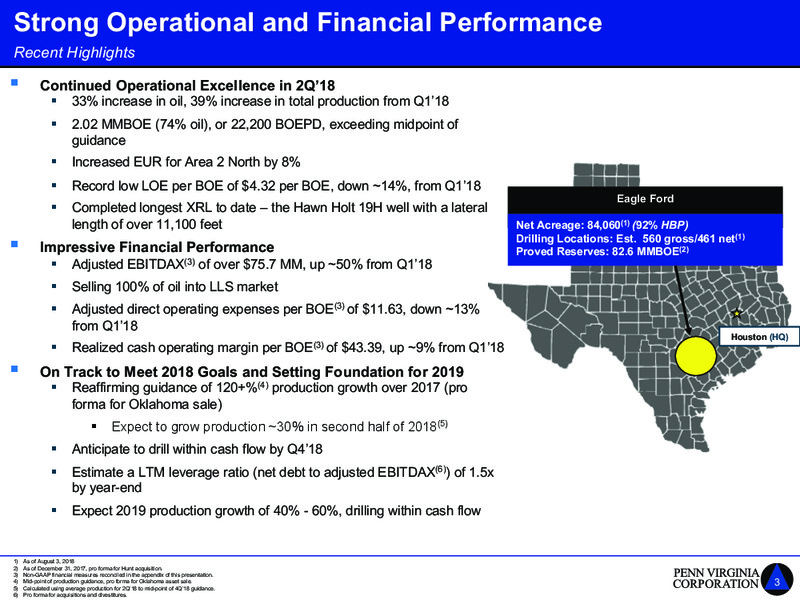 August 2018 Earnings Presentation – Penn Virginia Corp – slide 3