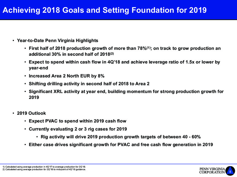 August 2018 Earnings Presentation – Penn Virginia Corp – slide 8