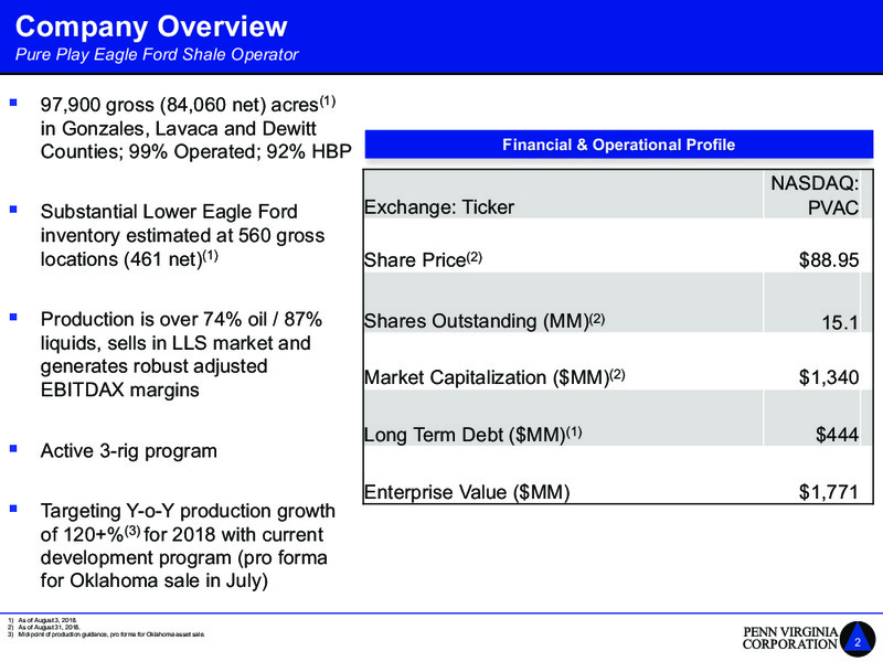 Barclays Global CEO Energy Power Conference – Penn Virginia Corp – slide 2