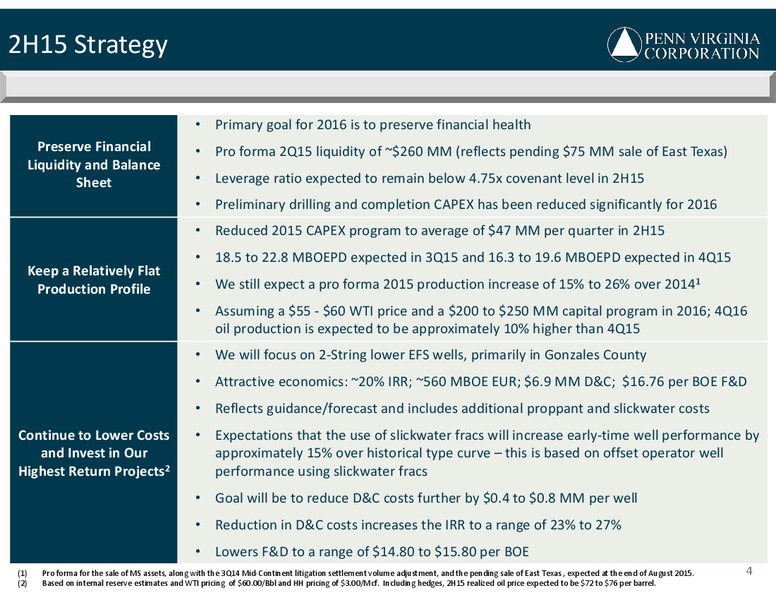 Q2 2015 RESULTS – Penn Virginia Corp – slide 4