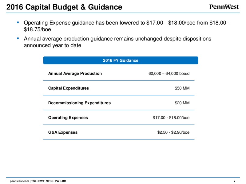 May 2016 Corporate Presentation – Penn West Petroleum Ltd. – slide 6