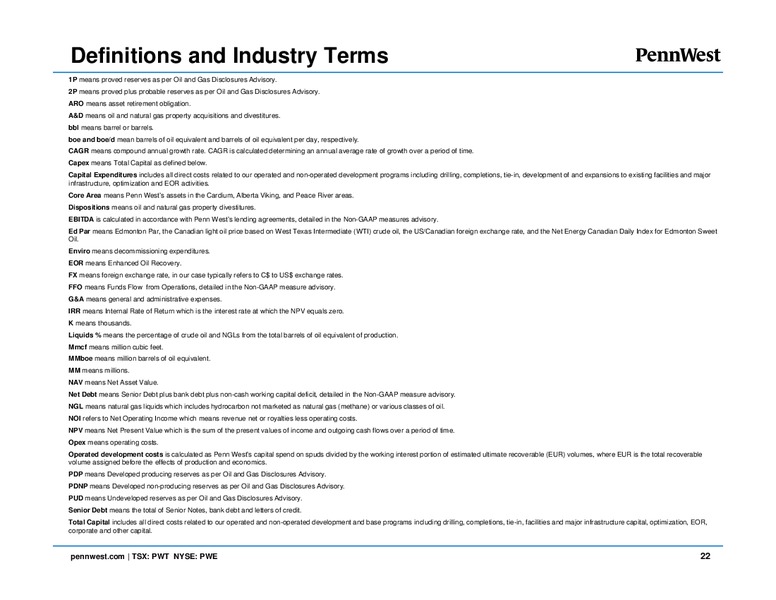 November 2016 Investor Presentation – Penn West Petroleum Ltd. – slide 21