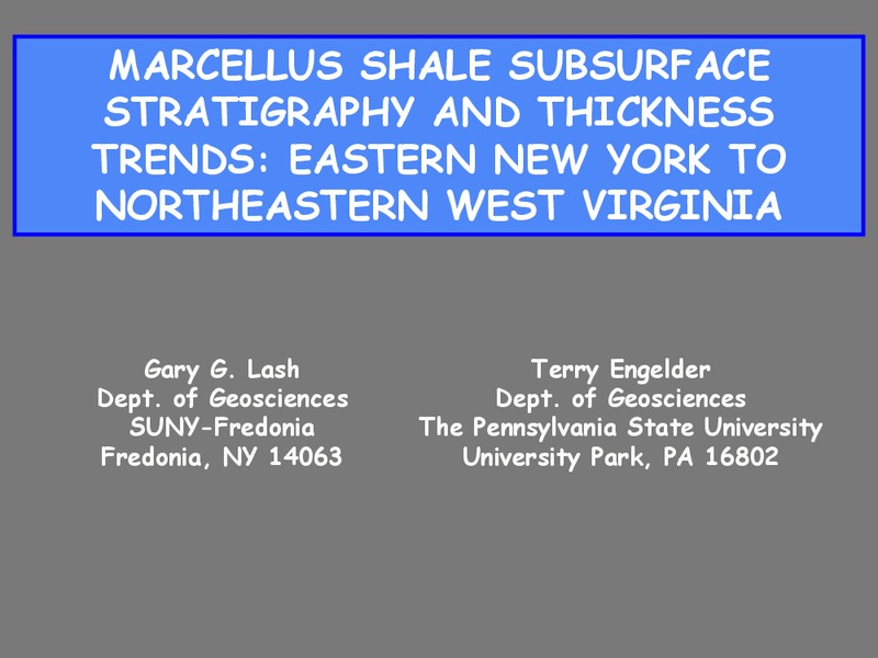 Marcellus Shale Subsurface Stratigraphy – Pennsylvania State University – slide 1