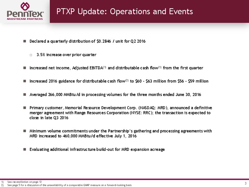 August 2016 Investor Presentation – Penntex Midstream Partners LLC – slide 2