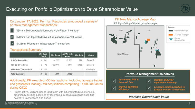 4Q 2022 Earnings Presentation – Permian Resources Corp. – slide 6