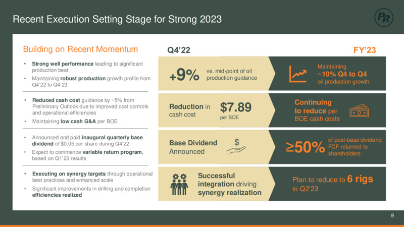 4Q 2022 Earnings Presentation – Permian Resources Corp. – slide 9