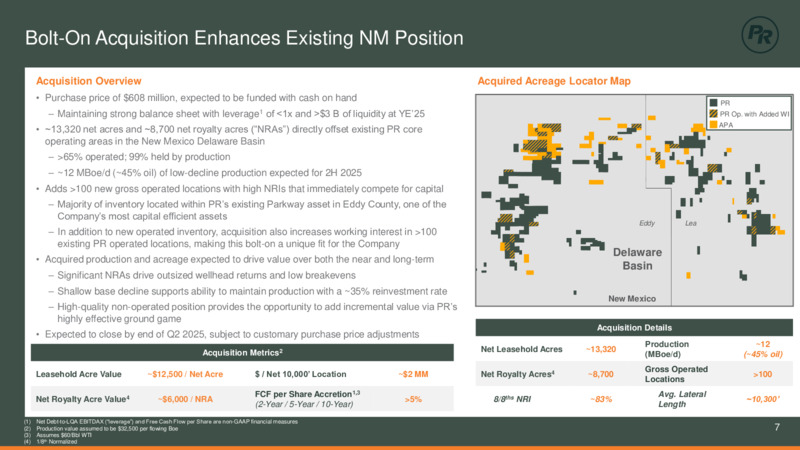 Q125 Earnings Presentation – Permian Resources Corp. – slide 7