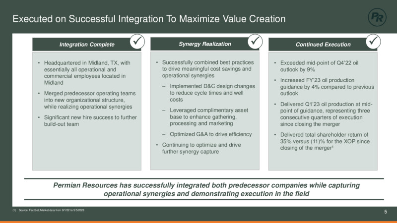 1Q 2023 Earnings Presentation – Permian Resources Corp. – slide 5