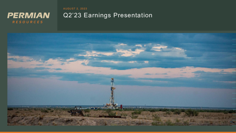 2Q 2023 Earnings Presentation – Permian Resources Corp. – slide 1