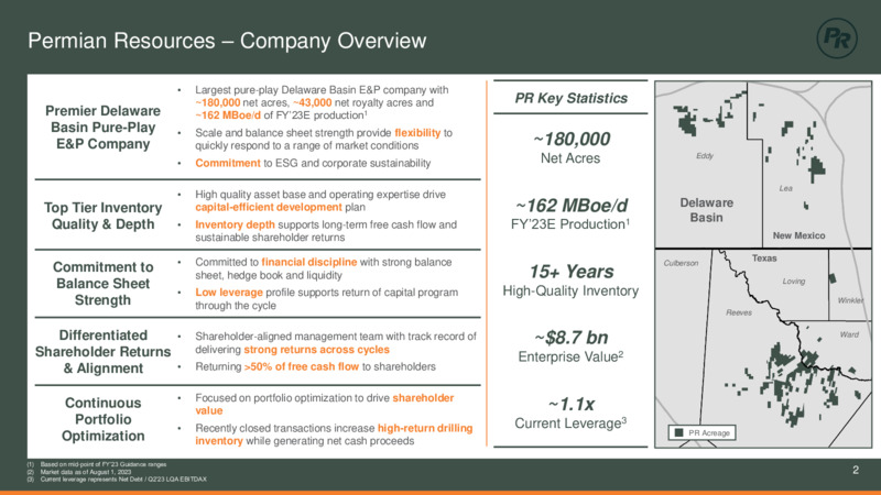 2Q 2023 Earnings Presentation – Permian Resources Corp. – slide 2