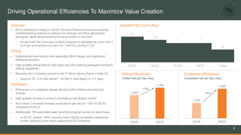 2Q 2023 Earnings Presentation – Permian Resources Corp. – slide 6