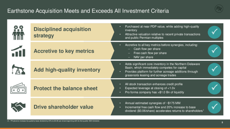 August 2023 Earthstone Acquisition – Permian Resources Corp. – slide 4