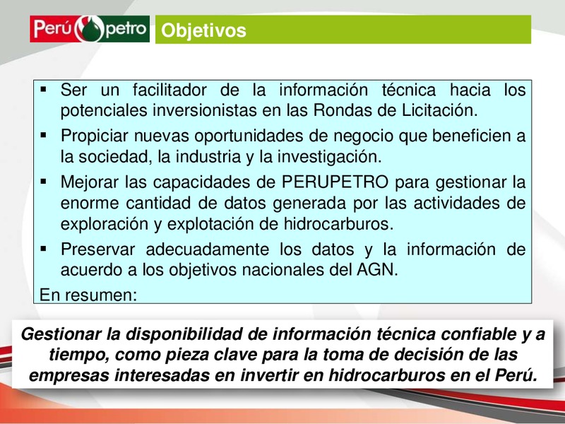 THE DATABASE EXPLORATION AND EXPLOITATION OF HYDROCARBONS – Perupetrol – slide 13