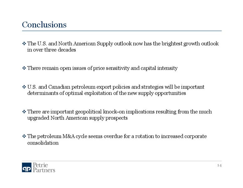 NORTH AMERICAN SUPPLY OUTLOOK AND MA TRENDS – Petrie Partners – slide 14