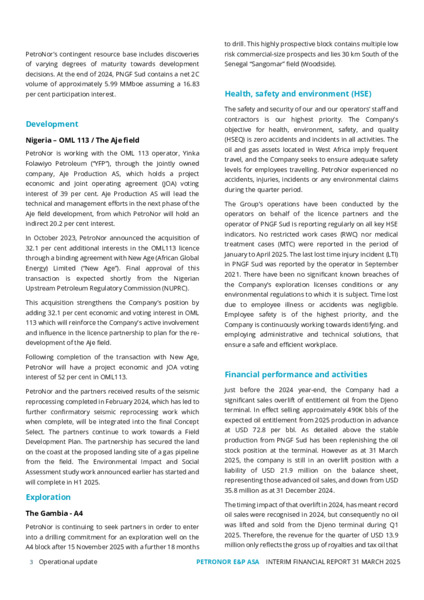 March 2025 Interim Financial Report For the quarter ended – PetroNor E&P – slide 3