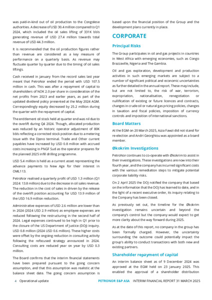 March 2025 Interim Financial Report For the quarter ended – PetroNor E&P – slide 4