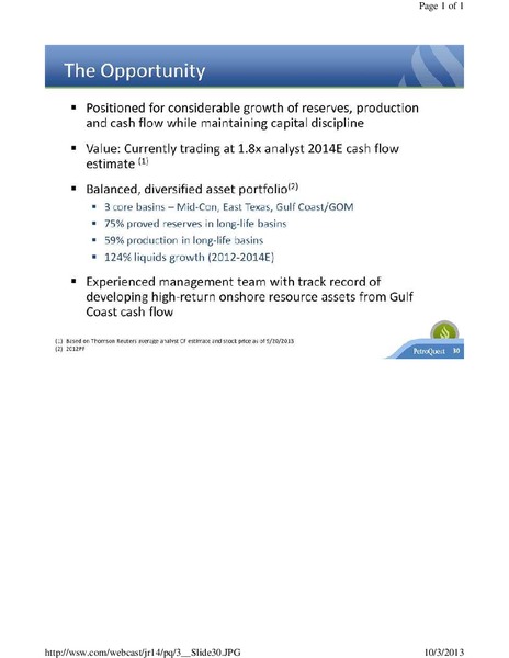 Johnson Rice 2013 Energy Conference – Petroquest Energy Inc. – slide 30