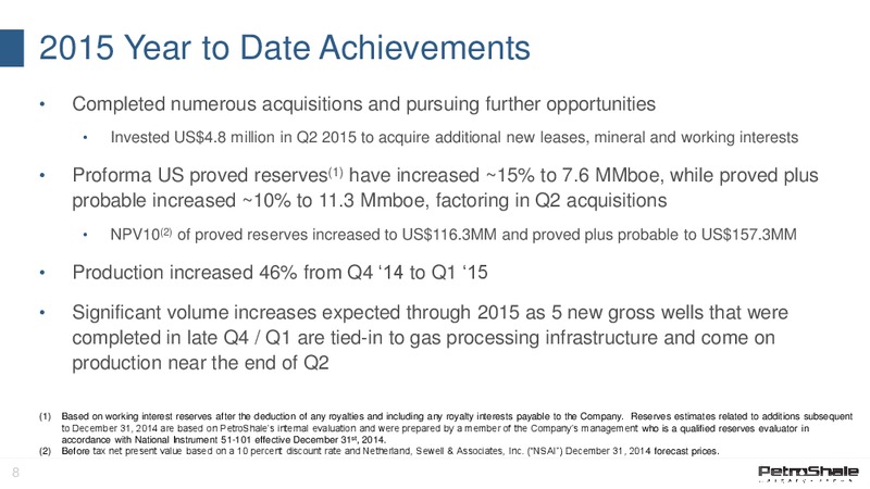 May 2015 Corporate Presentation – Petroshale Inc. – slide 7