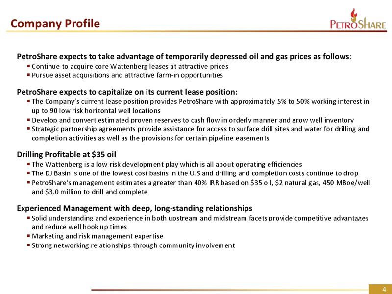 July 2016 Investor Presentation – PetroShare Corp. – slide 3