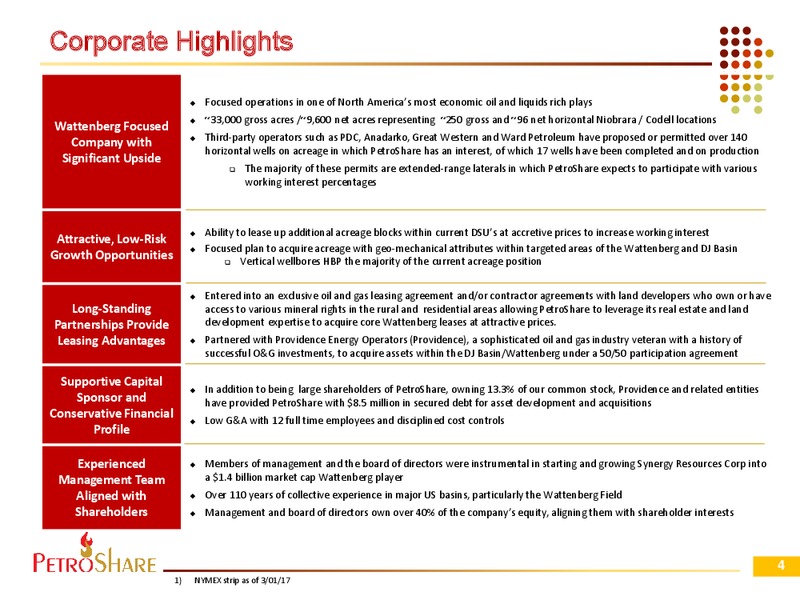 EnerCom The Oil and Gas Conference – PetroShare Corp. – slide 3