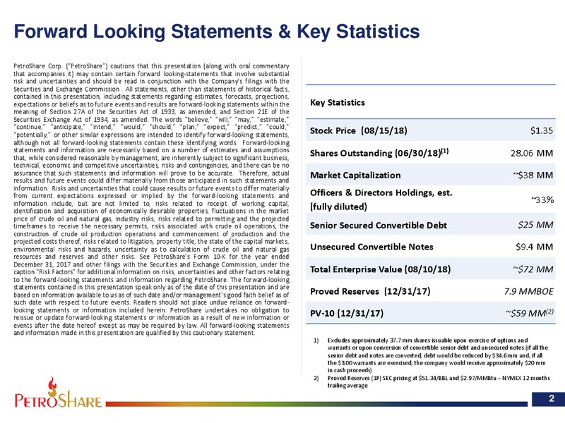 August 2018 Enercom Conference – PetroShare Corp. – slide 2