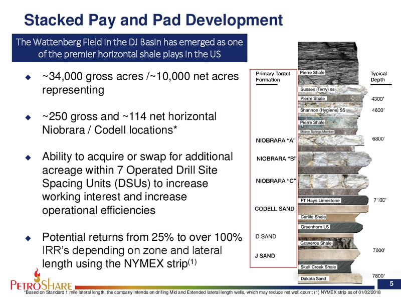 August 2018 Enercom Conference – PetroShare Corp. – slide 5