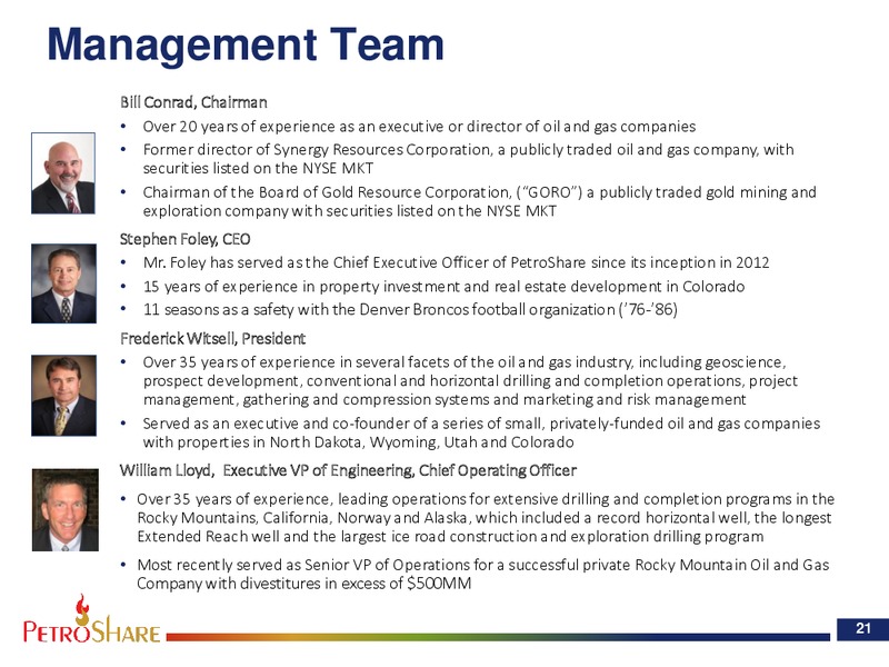 October 2018 Corporate Presentation – PetroShare Corp. – slide 20