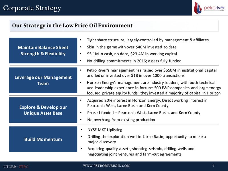 March 2016 Investor Presentation – Petro River Oil Corp. – slide 2