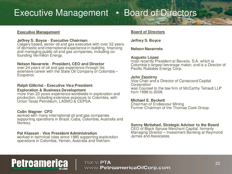 CANACCORD  GENUITY 6TH ANNUAL GLOBAL RESOURCES CONFERENCE – Petroamerica Oil Corp – slide 21