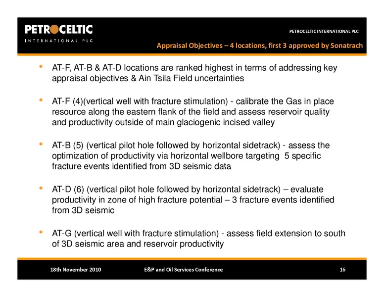 BAML EP AND OIL SERVICES CONFERENCE – Petroceltic International Plc – slide 16