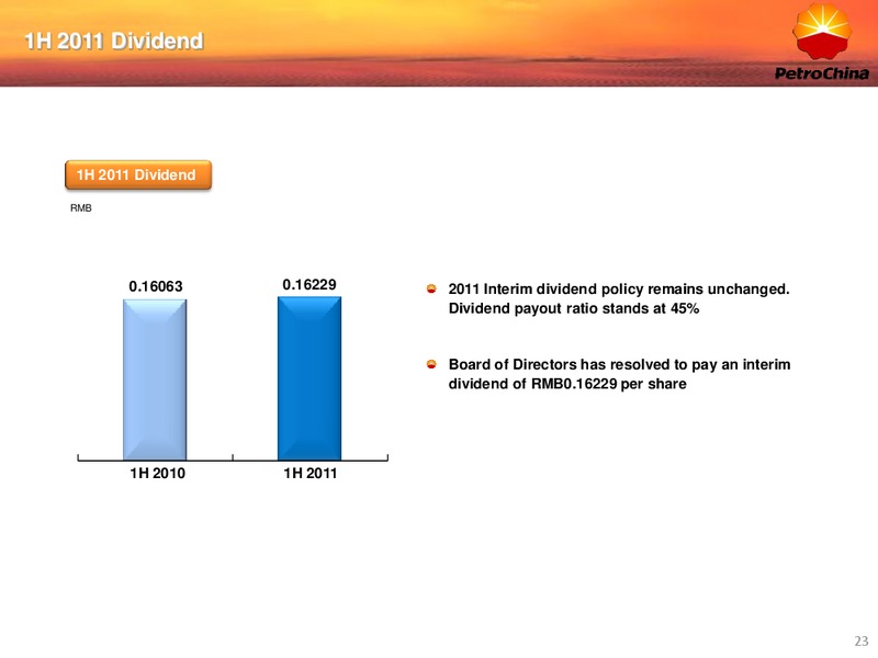2011 EARNINGS CALL – Petrochina Co. Ltd. – slide 23