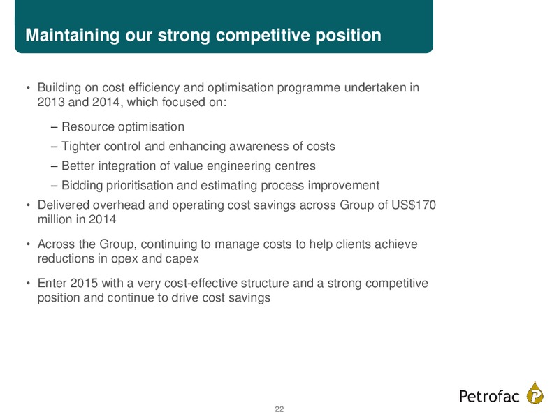 FINAL RESULTS 2014 – Petrofac – slide 21