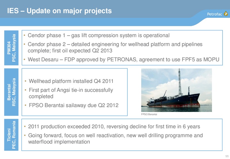 2011 EARNINGS CALL – Petrofac – slide 10