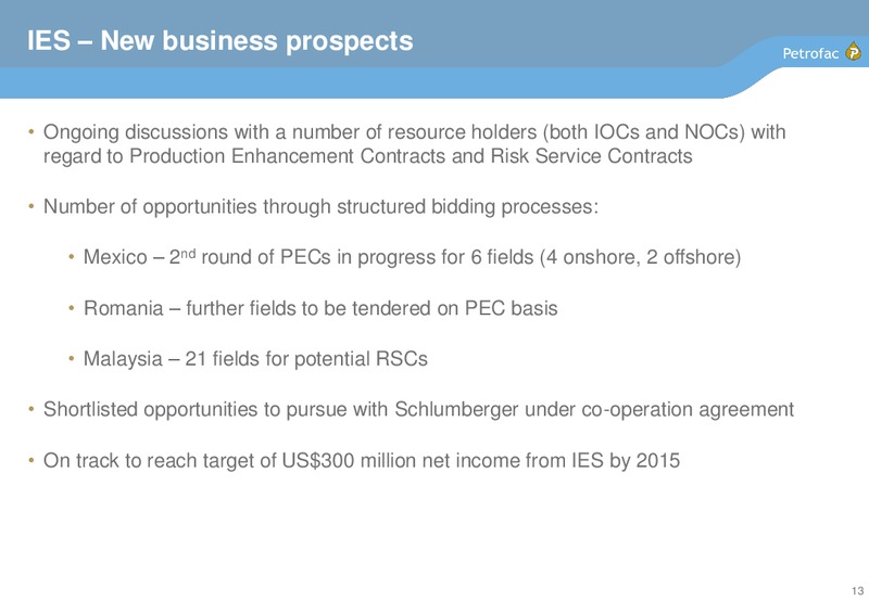 2011 EARNINGS CALL – Petrofac – slide 12
